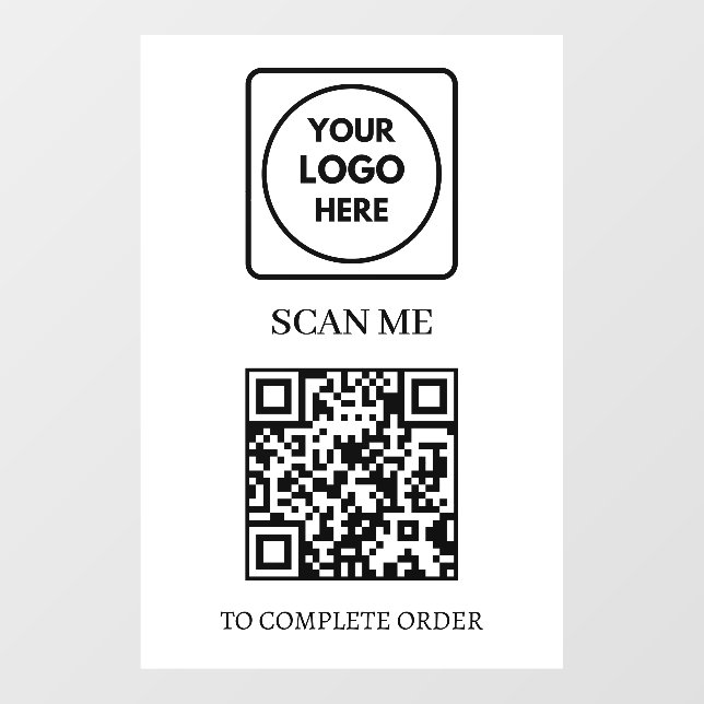 QR Code Scan to Order | Business Logo Display Window Cling (Sheet)