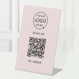 QR Code Scan to Order   Pink Business Contactless Pedestal Sign