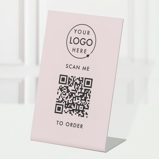 QR Code Scan to Order | Pink Business Contactless Pedestal Sign (Creator Uploaded)