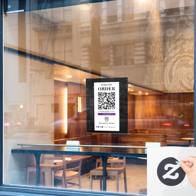 QR Code Scan to Order | Restaurant Cafe Window Cling (Cafe Window)
