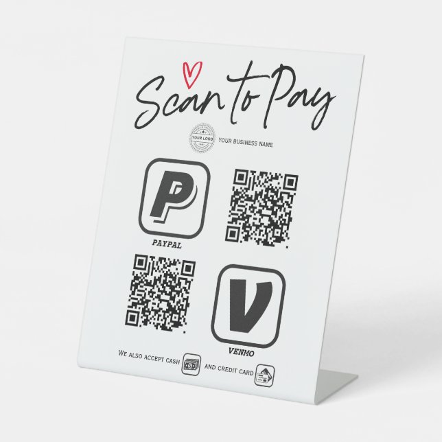 QR code scan to pay modern trendy script sign (Front)