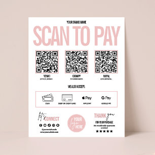 QR Code Scan to Pay Payment Sign Venmo, Cashapp