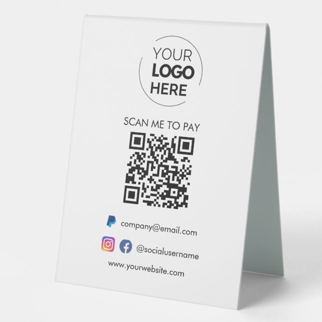 QR Code Scan to Pay | Paypal Payment Business Logo (Front)