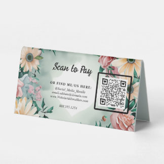 QR code Scan To Pay Pop-Up Market Floral Vendor