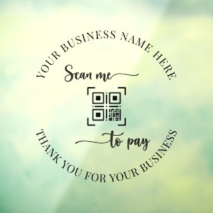 QR Code Scan to Pay Thank You Business Script  Window Cling