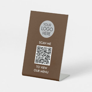 QR Code Scan to View Menu   Custom Business Logo Pedestal Sign