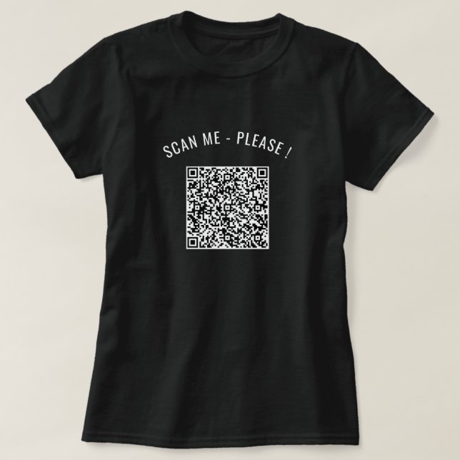 QR Code Scan Your Info Personalised Funny T-Shirt (Design Front)