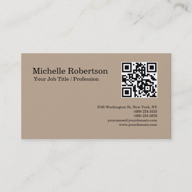 QR Code Scannable Minimalist Customisable Business Card (Front)