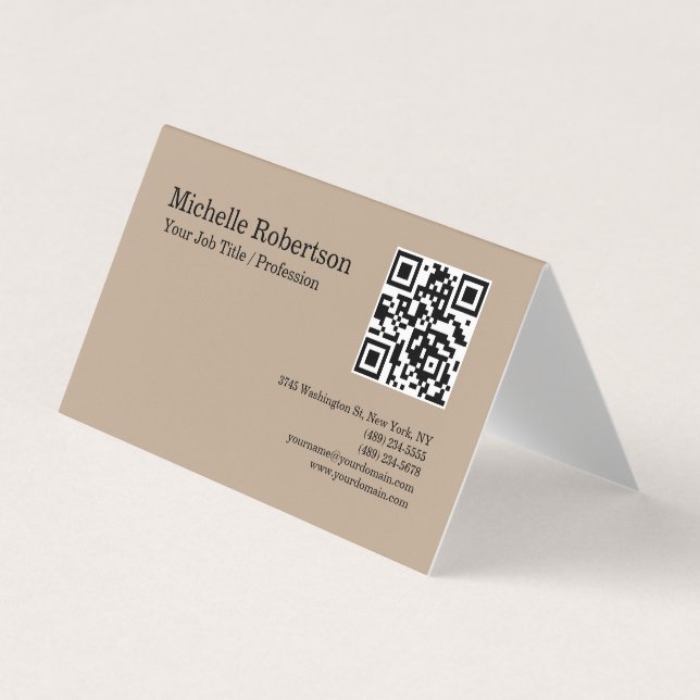 QR Code Scannable Minimalist Customisable Details Business Card (Front)