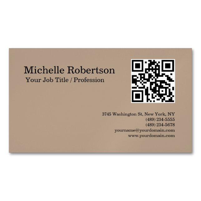 QR Code Scannable Minimalist Customisable Magnetic Business Card (Front)