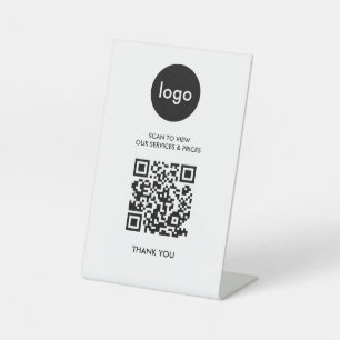 QR Code Scannable Price List Business Logo Pedestal Sign