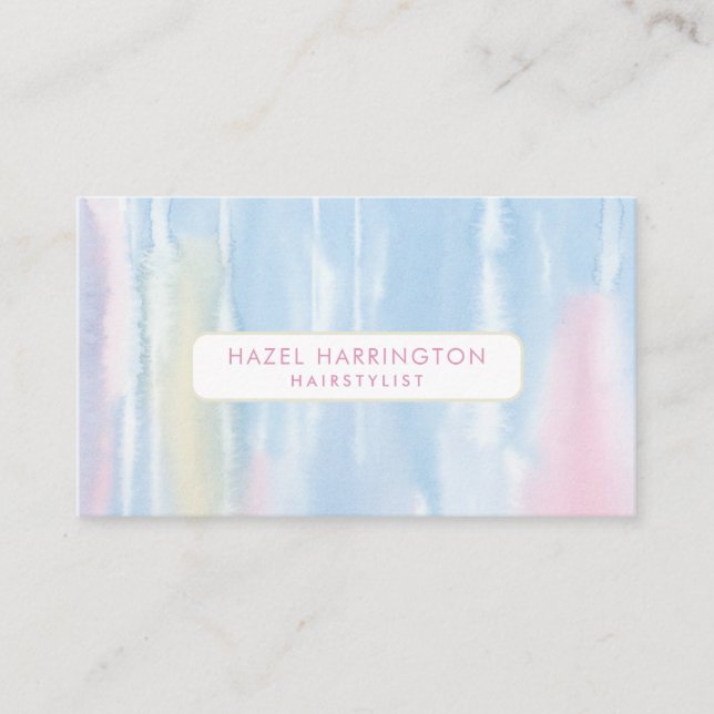 QR Code Scannable Soft Pastels Watercolor Salon Business Card (Front)