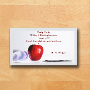 QR Code School Teacher Red Apple Business Card