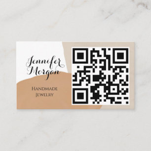 QR Code Script Pampas Sand Boho Handmade Jewellery Business Card