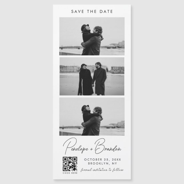 QR Code Script Photo Strip Magnetic Wedding (Front)