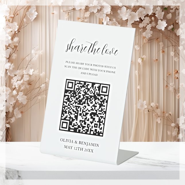 QR Code Share The Love White Black Pedestal Sign (Creator Uploaded)