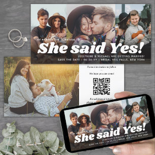 QR Code She Said Yes! Wedding Engagement 4 Photo Save The Date