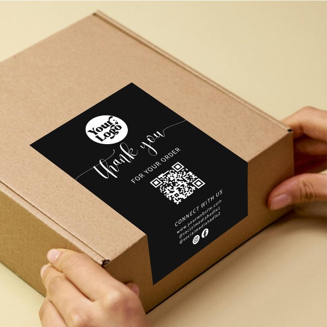 QR Code Shipping Logo Package Black Box Seal Label (Creator Uploaded)
