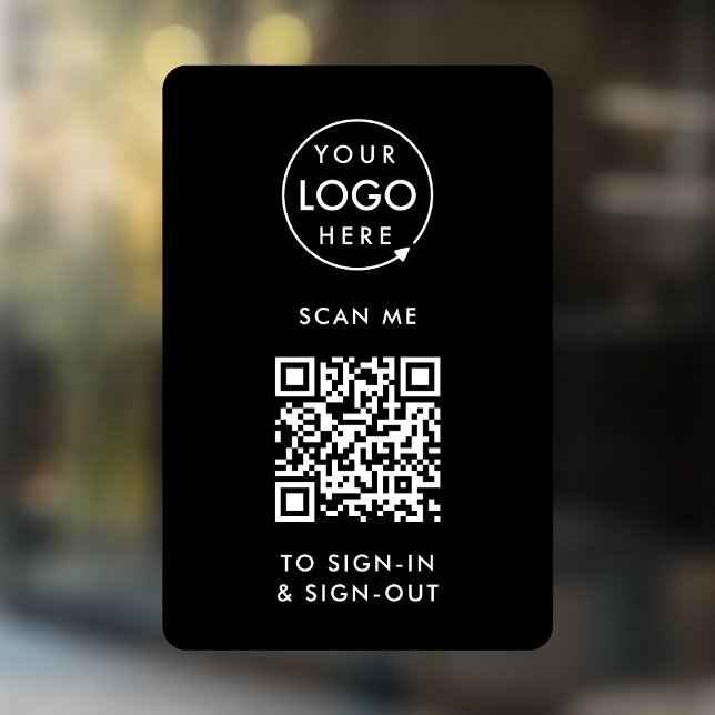 QR Code Sign-In | Black Visitor Employee Reception Window Cling (Creator Uploaded)