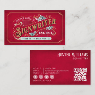 QR Code Signs & Displays Red Vintage Signwriter  Business Card