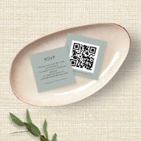 QR Code Silver Sage Green Wedding RSVP Enclosure
