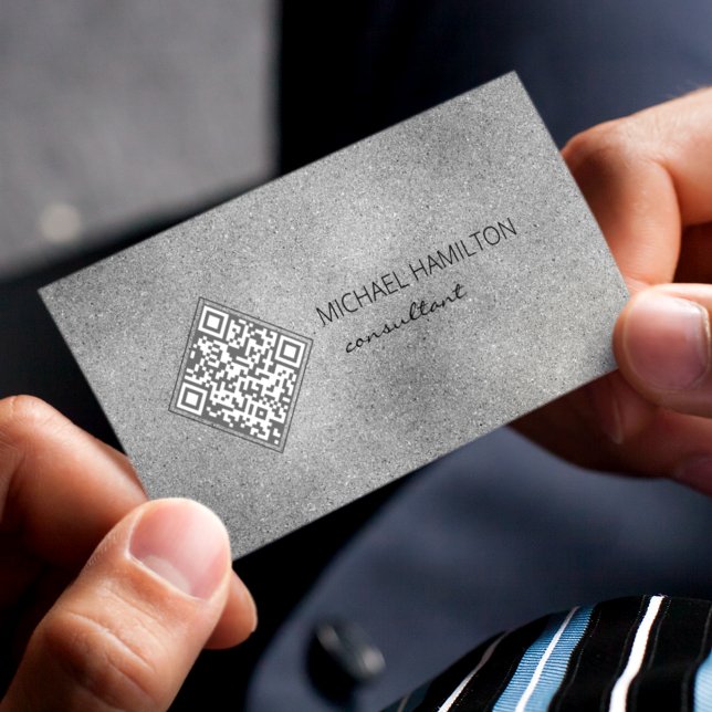QR Code Silver Shimmer Business Card (Creator Uploaded)