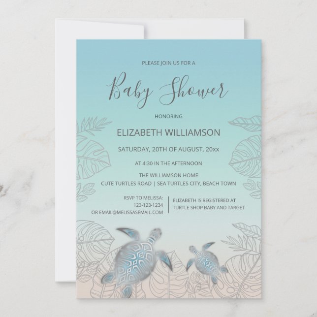 QR Code Silver Turtles |  Baby Shower Invitation (Front)