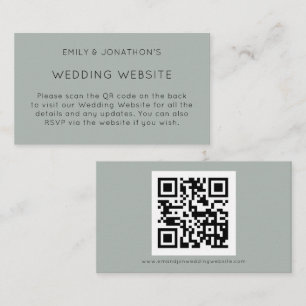 QR Code Silvery Sage Green Wedding Website Enclos Enclosure Card