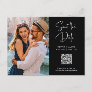 QR Code   Simple and Modern Photo Save the Date Postcard