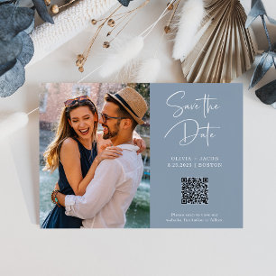 QR Code Simple and Modern Photo Save the Date Postcard