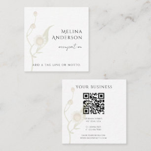 QR Code Simple Daisy Wildflower Square Business Card