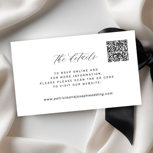 QR CODE simple elegant wedding website details Enc Enclosure Card (Creator Uploaded)