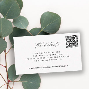 QR CODE simple elegant wedding website details Enc Enclosure Card