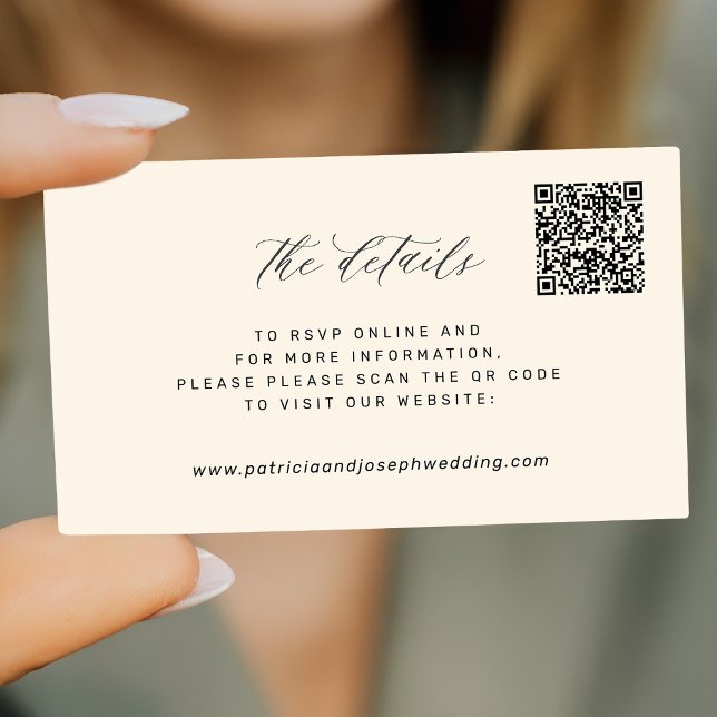 QR CODE simple elegant wedding website details Enclosure Card (Creator Uploaded)