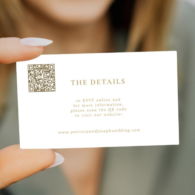 QR code simple gold wedding website guest details Enclosure Card (Creator Uploaded)
