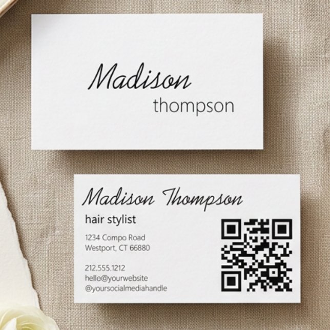 QR Code Simple Minimal Modern Professional  Business Card (Creator Uploaded)