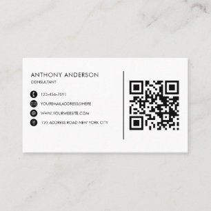 QR Code Simple Minimalist with Your Logo Business Card