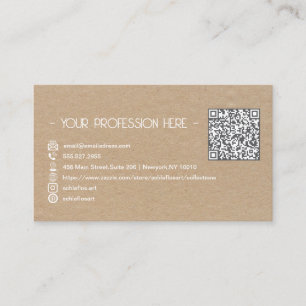 QR Code Simple Modern Minimal Brown Instagram Business Card
