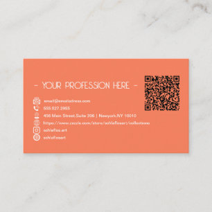 QR Code Simple Modern Minimal Orange Instagram Business Card