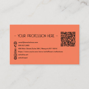 QR Code Simple Modern Minimal Orange Instagram Business Card