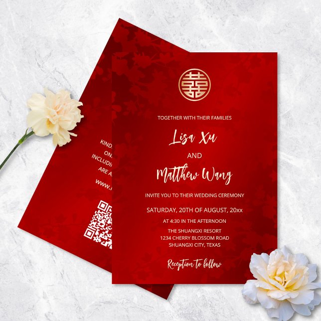 QR Code | Simple Modern Red Chinese Wedding Invitation (Creator Uploaded)