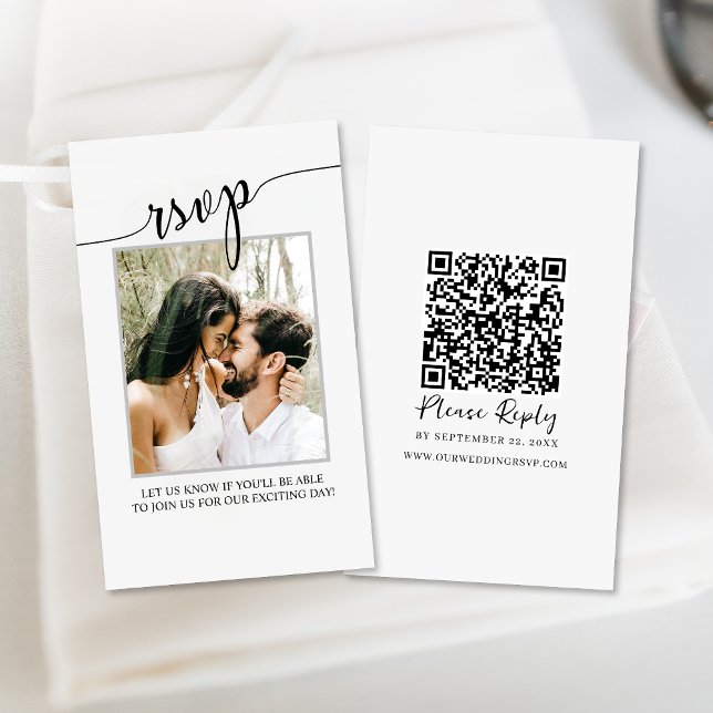 QR Code Simple Online Photo Budget RSVP Card (Simplify RSVP for you and your guests with a time-saving QR code, ensuring a hassle-free experience.)