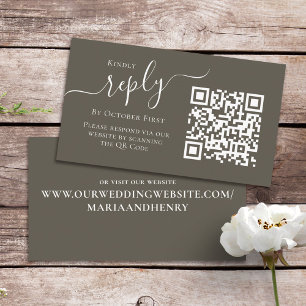 QR Code Simple RSVP Online Calligraphy Script Enclosure Card