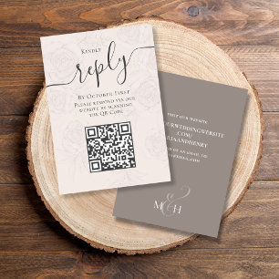QR Code Simple RSVP Online Elegant Blush Floral  Enclosure Card