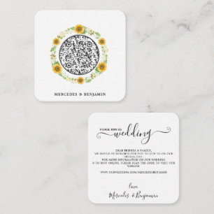 QR Code Simple Sunflower Wedding Invitation