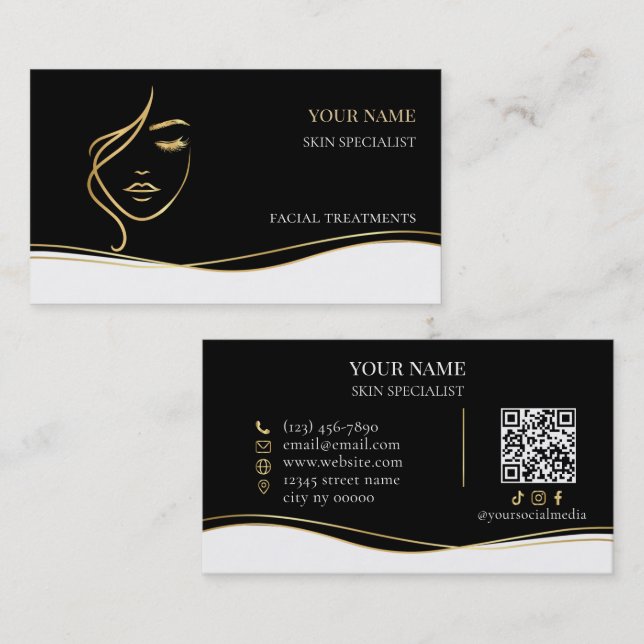 QR code Skin care & Beauty Salon Business Card (Front/Back)