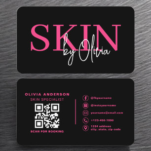 QR Code Skin Care Specialist Hot Pink  Business Card