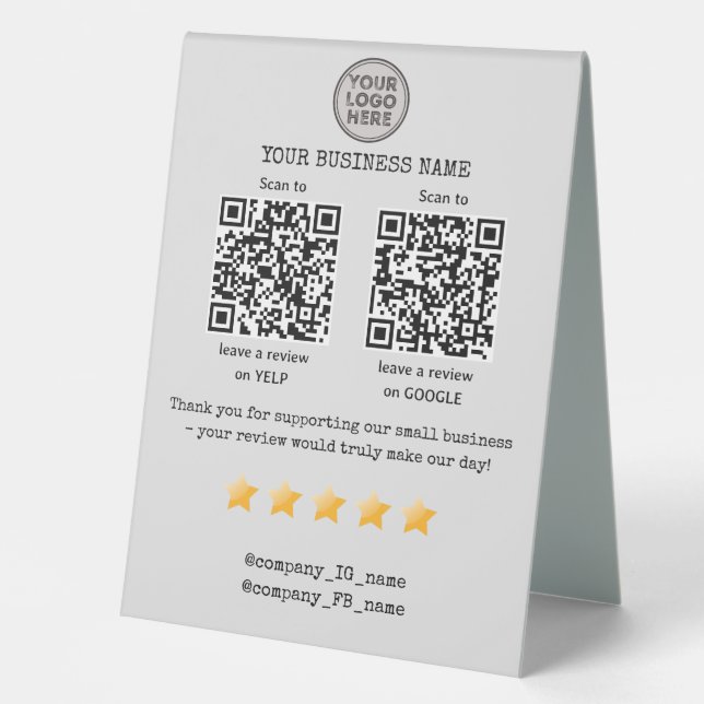 QR code small business review GOOGLE and YELP  (Front)