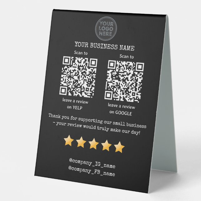 QR code small business review GOOGLE and YELP  (Front)