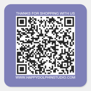 QR Code Small Business Website Blue Square Sticker